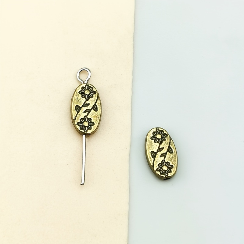 Flower Oval Charm Spacer Beads for DIY Handmade Jewellery